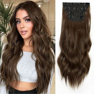 Wavy Hair Extensions 4PCS Clip chocolate brown